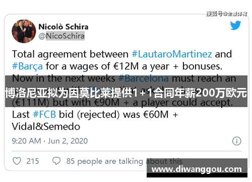 博洛尼亚拟为因莫比莱提供1+1合同年薪200万欧元